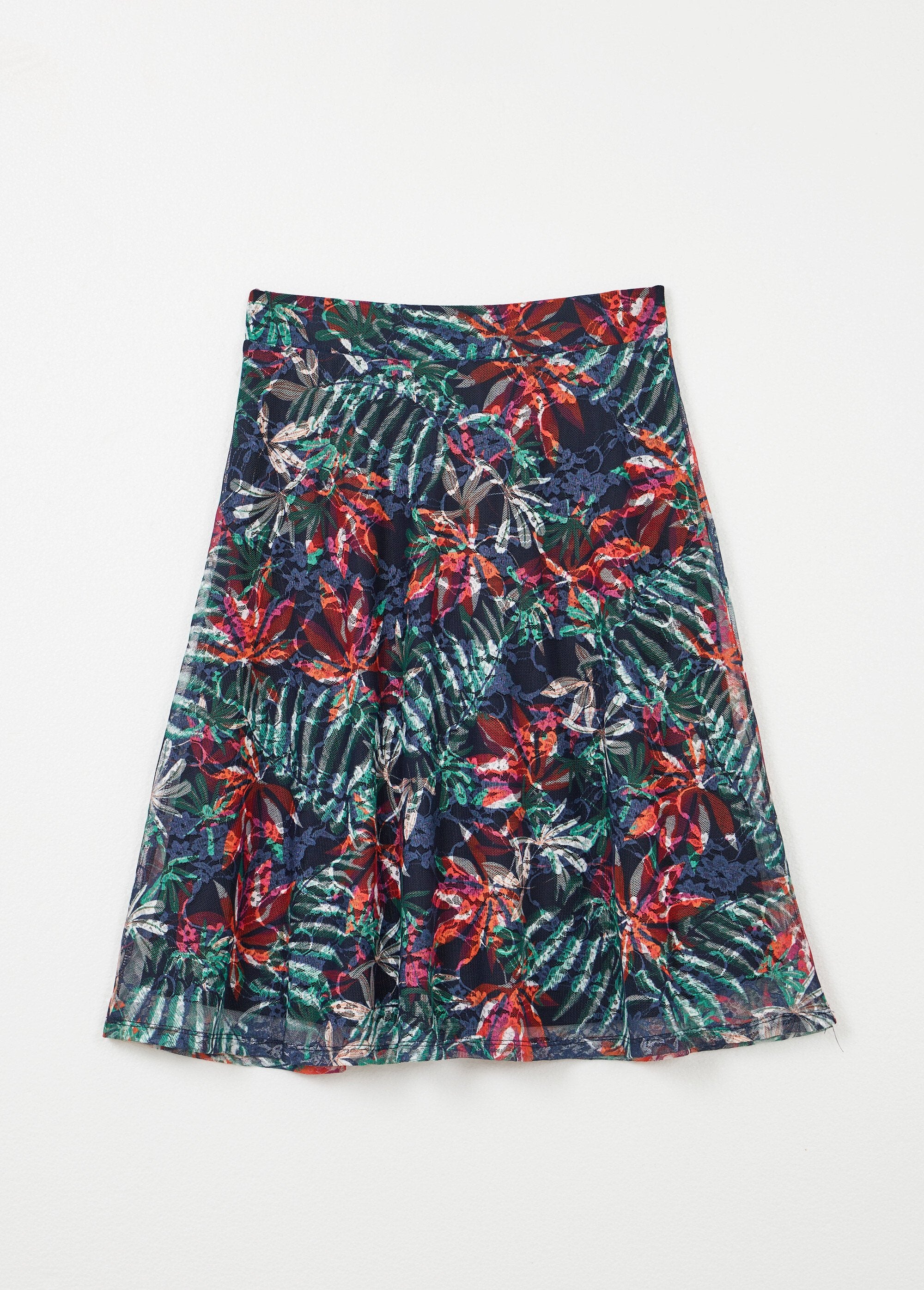 Falda_acampanada_de_longitud_media_con_malla_de_encaje_estampada_Azul_marino_y_naranja_AP1_slim
