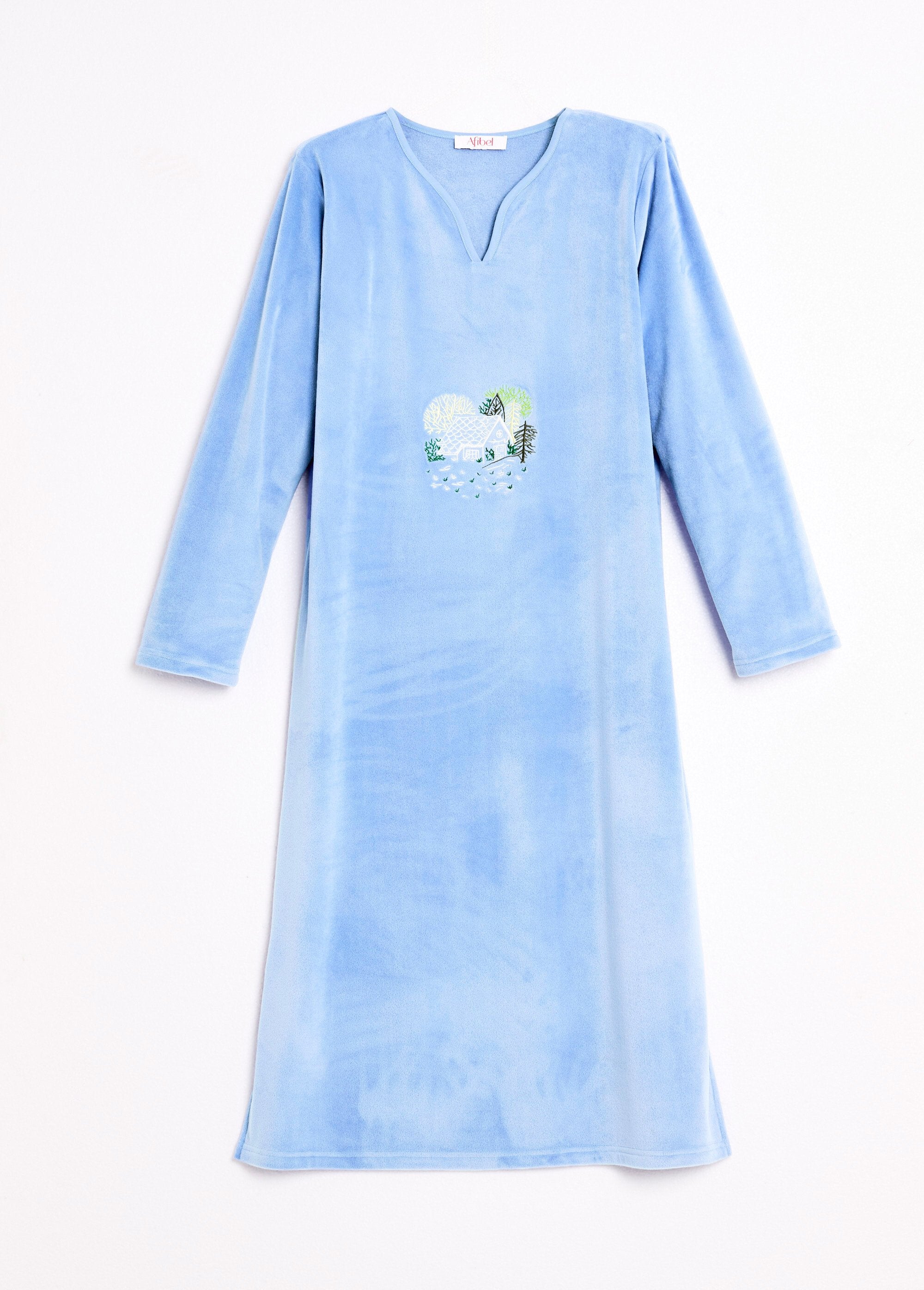Camisón_de_polar_bordado_de_longitud_media_Índigo_AP1_slim