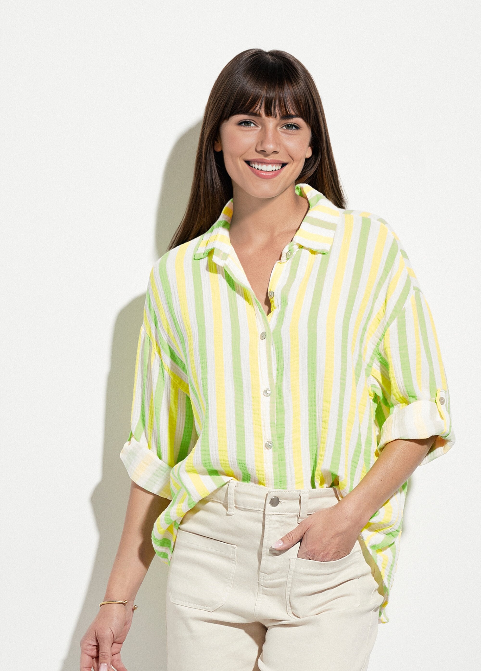 Blusa_de_gasa_de_algodón_con_rayas_fluorescentes_Amarillo_y_verde_FA1_slim