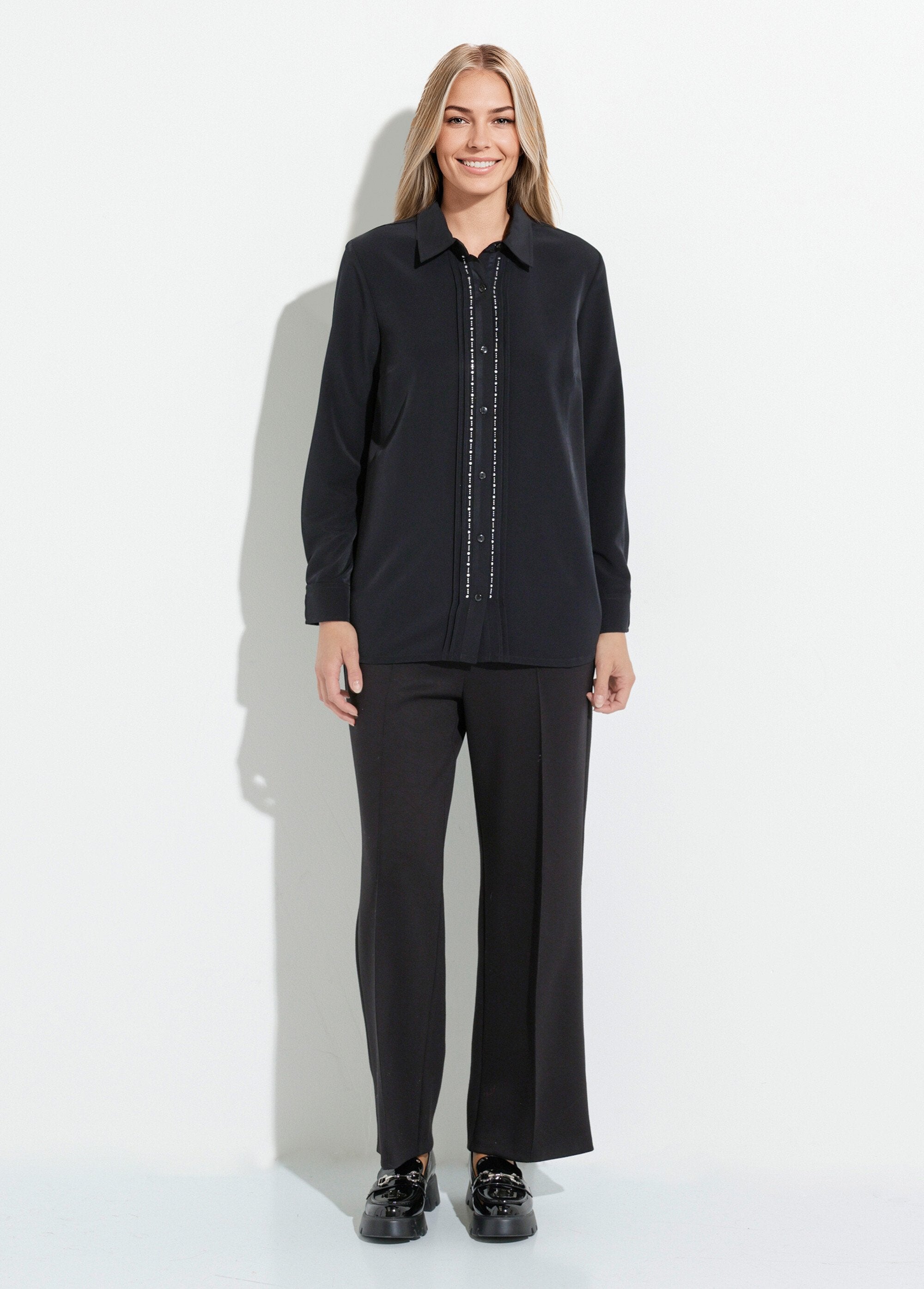 Chemisier_uni_boutonné_long_strass_col_chemise_Noir_SF1_slim