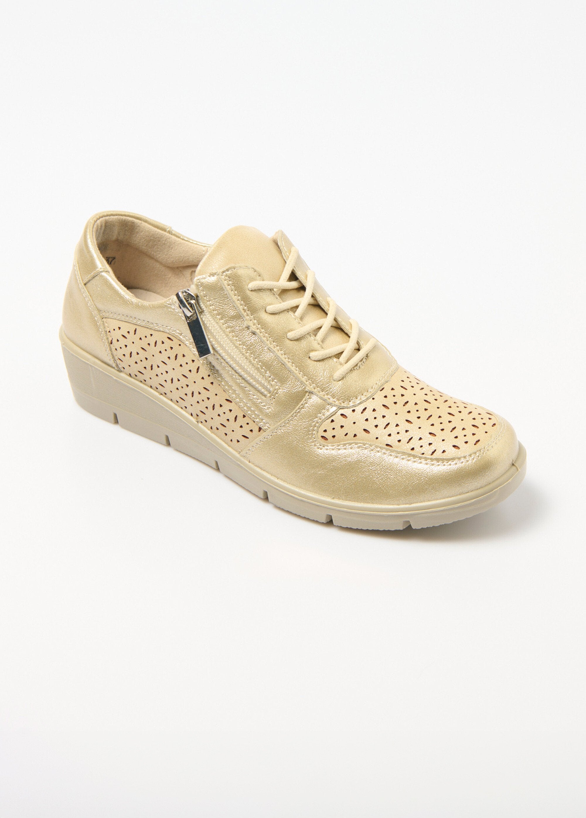 La_Bottine_Souriante®_-_Zapatillas_cómodas_con_cremallera_ancha_Dorado_FA1_slim