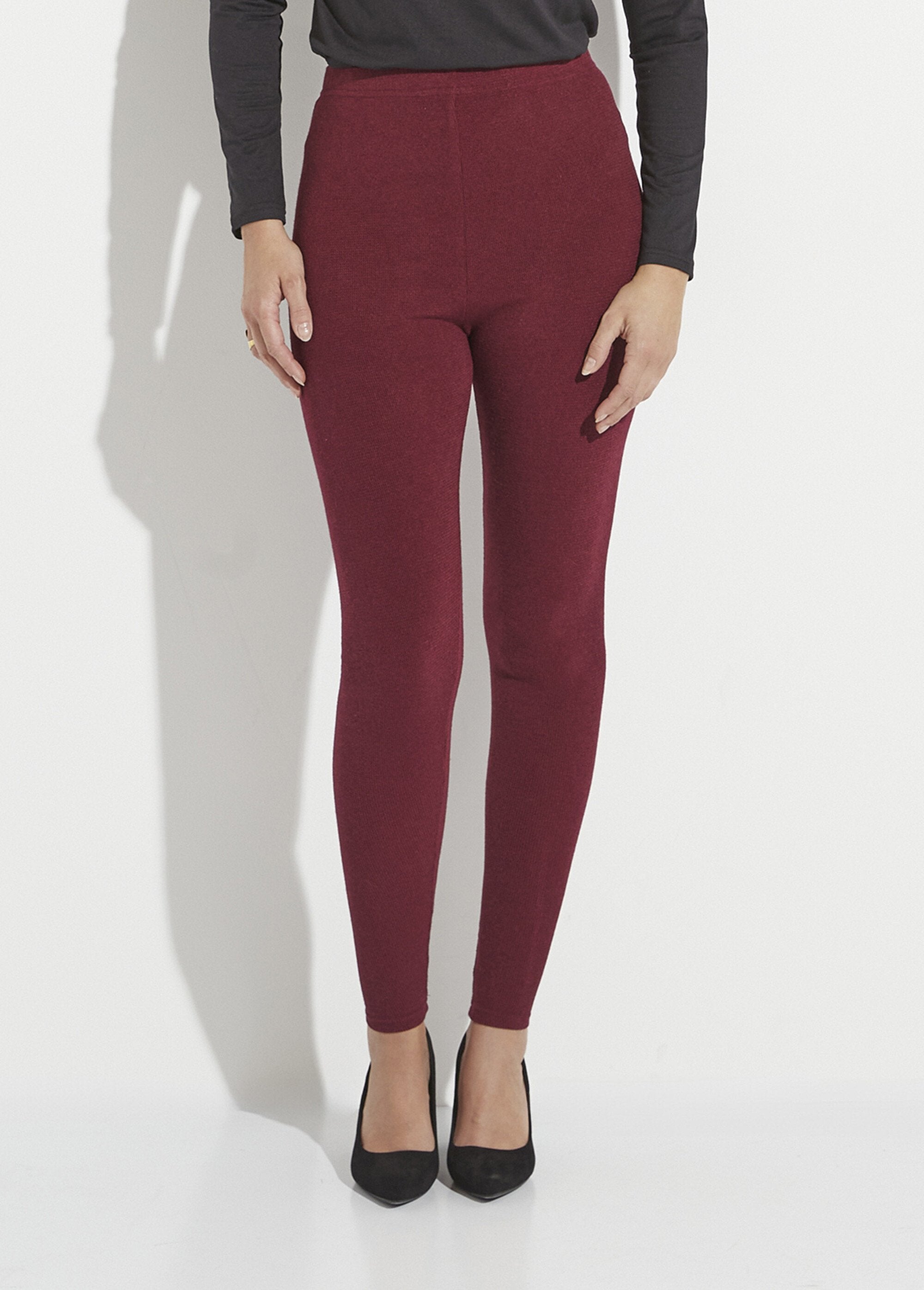 Legging_long_ceinture_élastiqué_maille_chaude_Bordeaux_FA1_slim