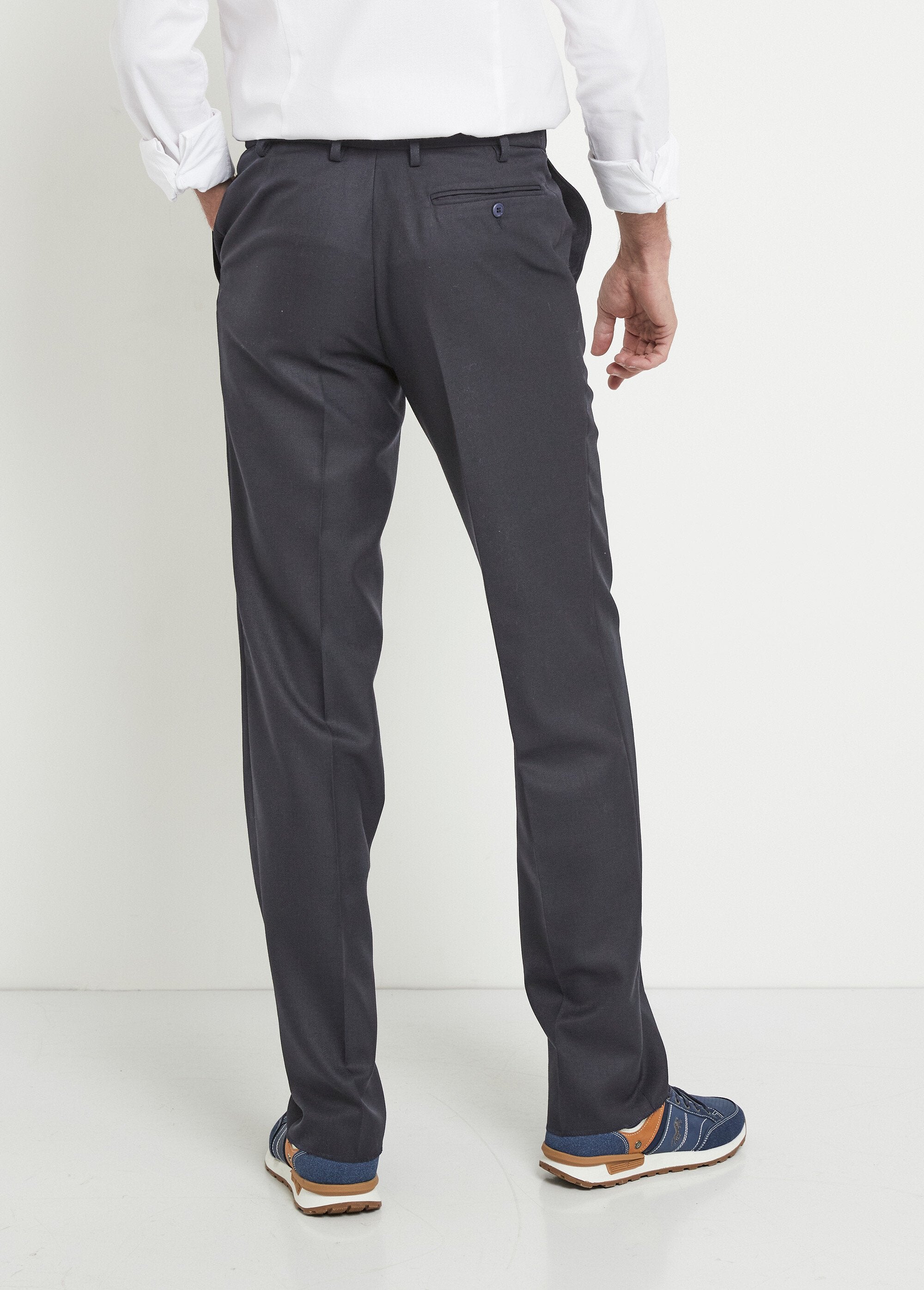 Pantalon_ceinture_ajustable_invisible_tissu_sergé_laine_Marine_DO1_slim