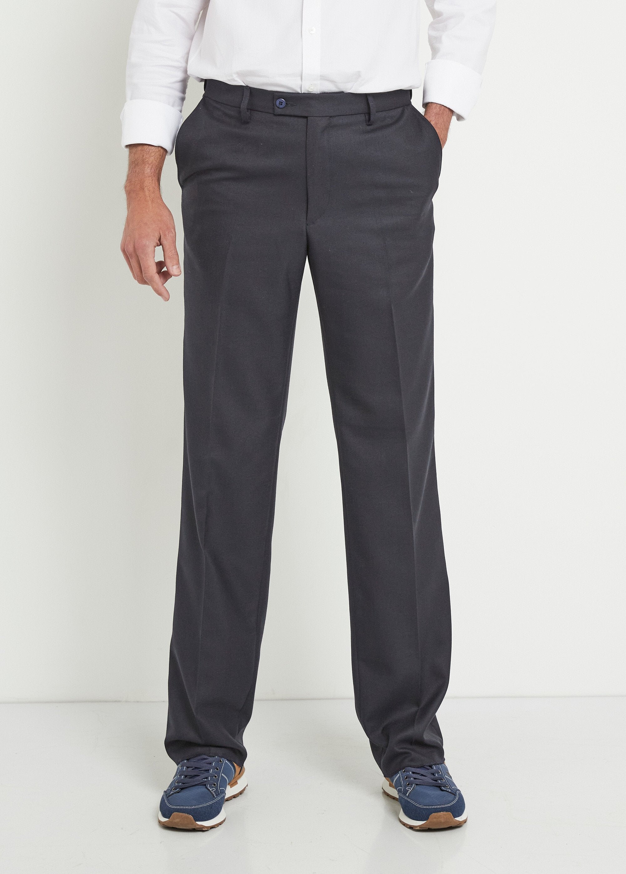 Pantalon_ceinture_ajustable_invisible_tissu_sergé_laine_Marine_FA1_slim