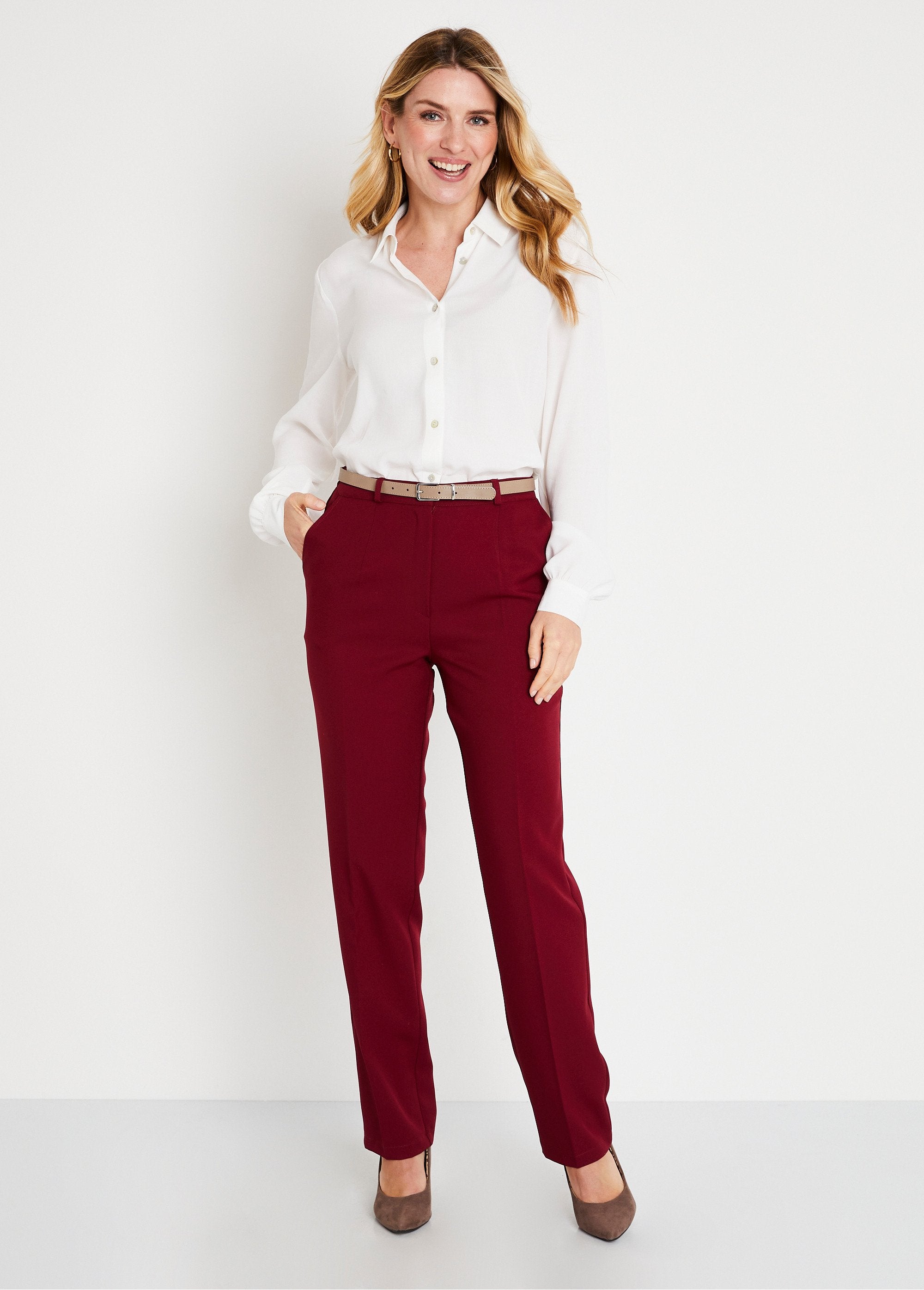 Pantalón_recto_liso_con_cintura_semielástica_Bordeaux_SF1_slim