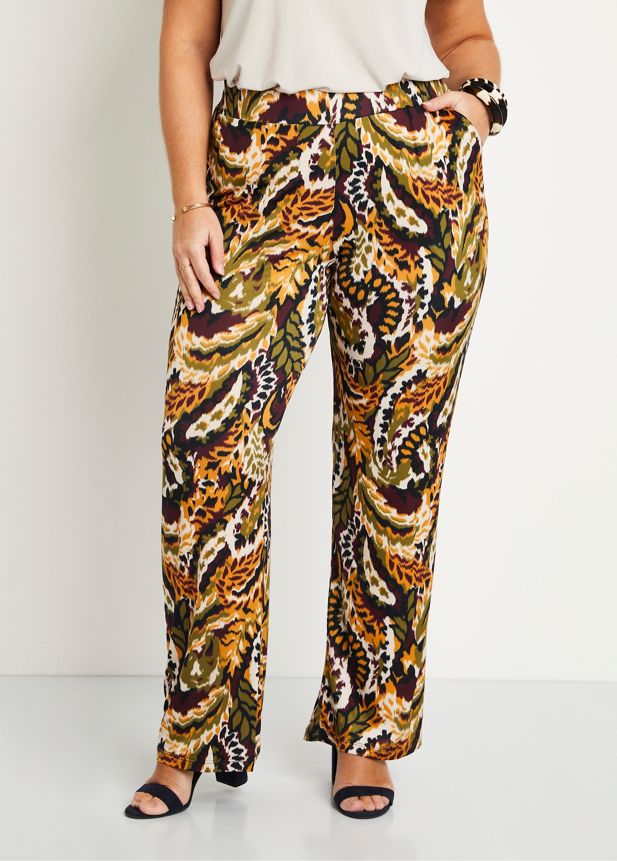 Pantalón_ancho_estampado_cintura_elástica_Ocre_y_verde_FA1_curvy