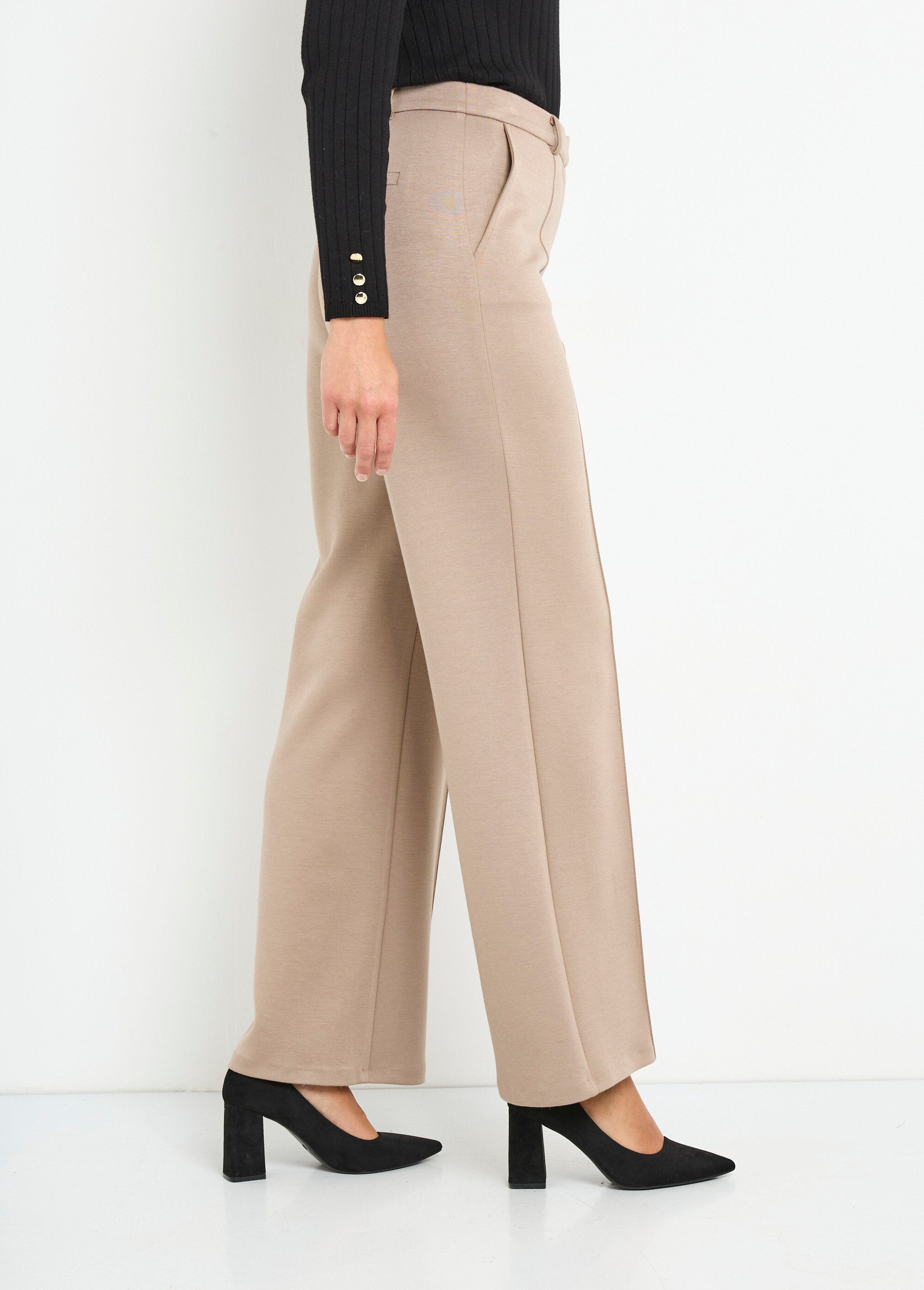 Pantalon_structuré_de_ville_maille_milano_unie_Beige_DR1_slim