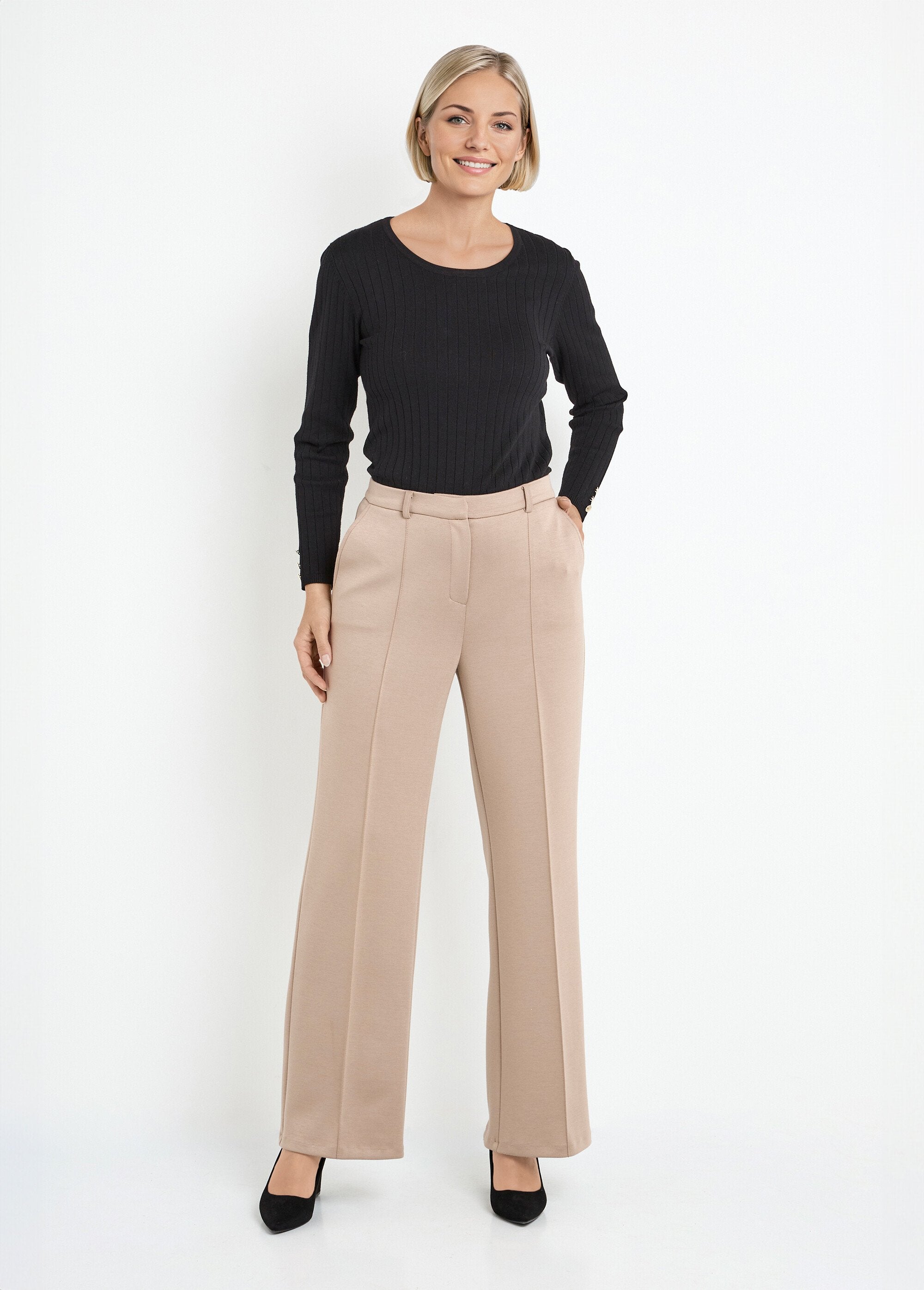 Pantalon_structuré_de_ville_maille_milano_unie_Beige_SF1_slim