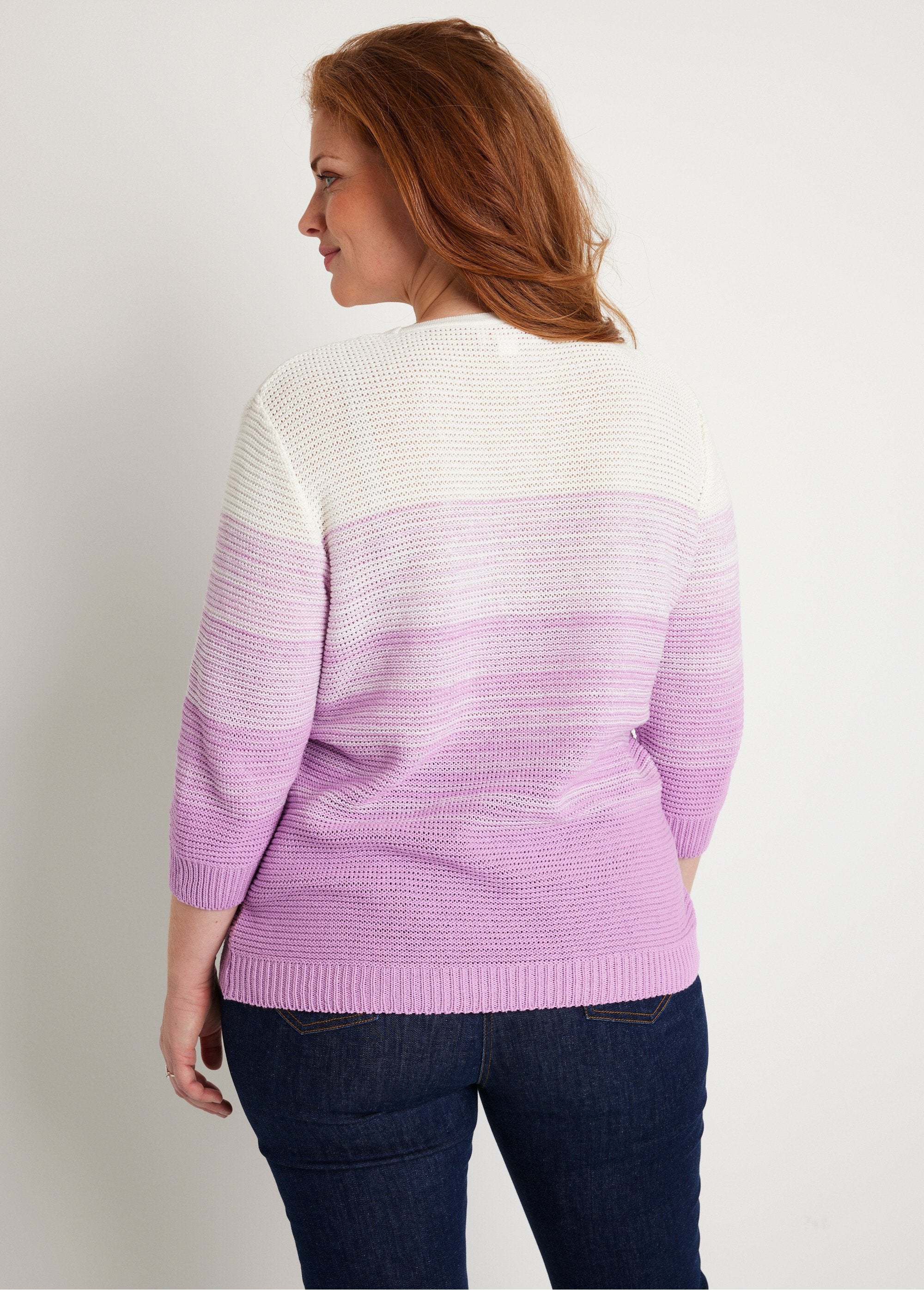 Jersey_de_algodón_suave_con_manga_3/4_Blanco_y_morado_DO1_curvy