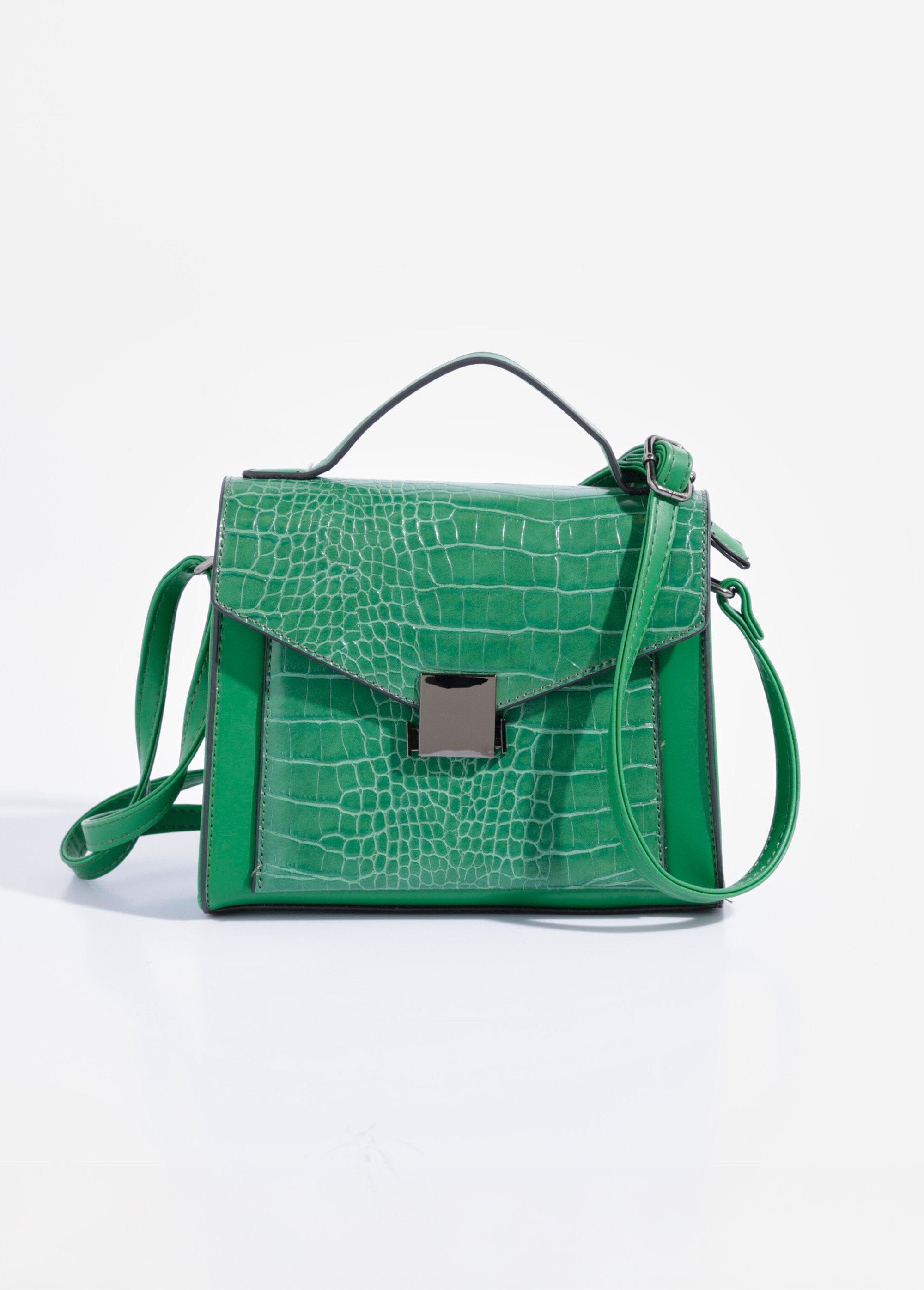 Bolso_de_mano_con_aspecto_de_reptil,_asa_corta_Verde_FA1_slim