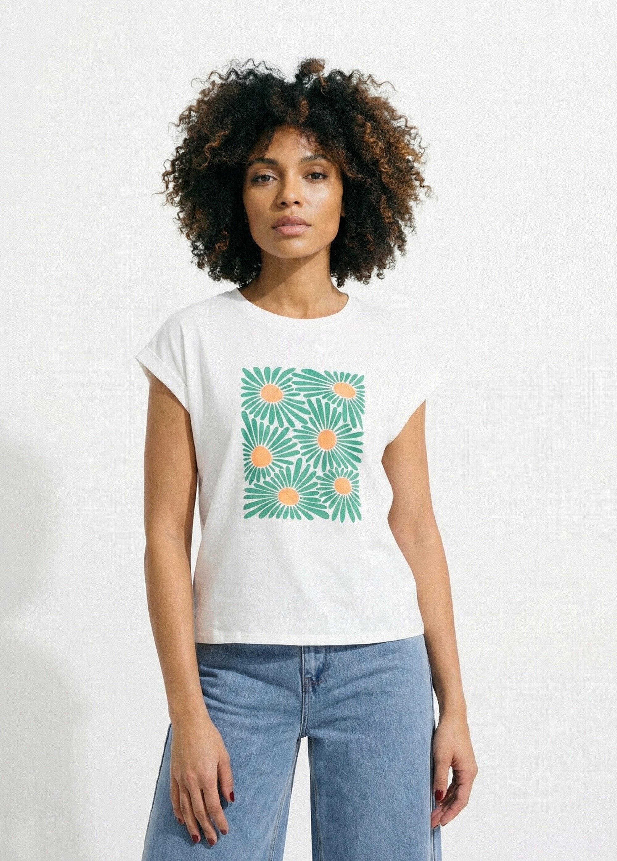 T-shirt_col_rond_avec_fleurs_stylisées_Blanc_imprime_FA1_slim