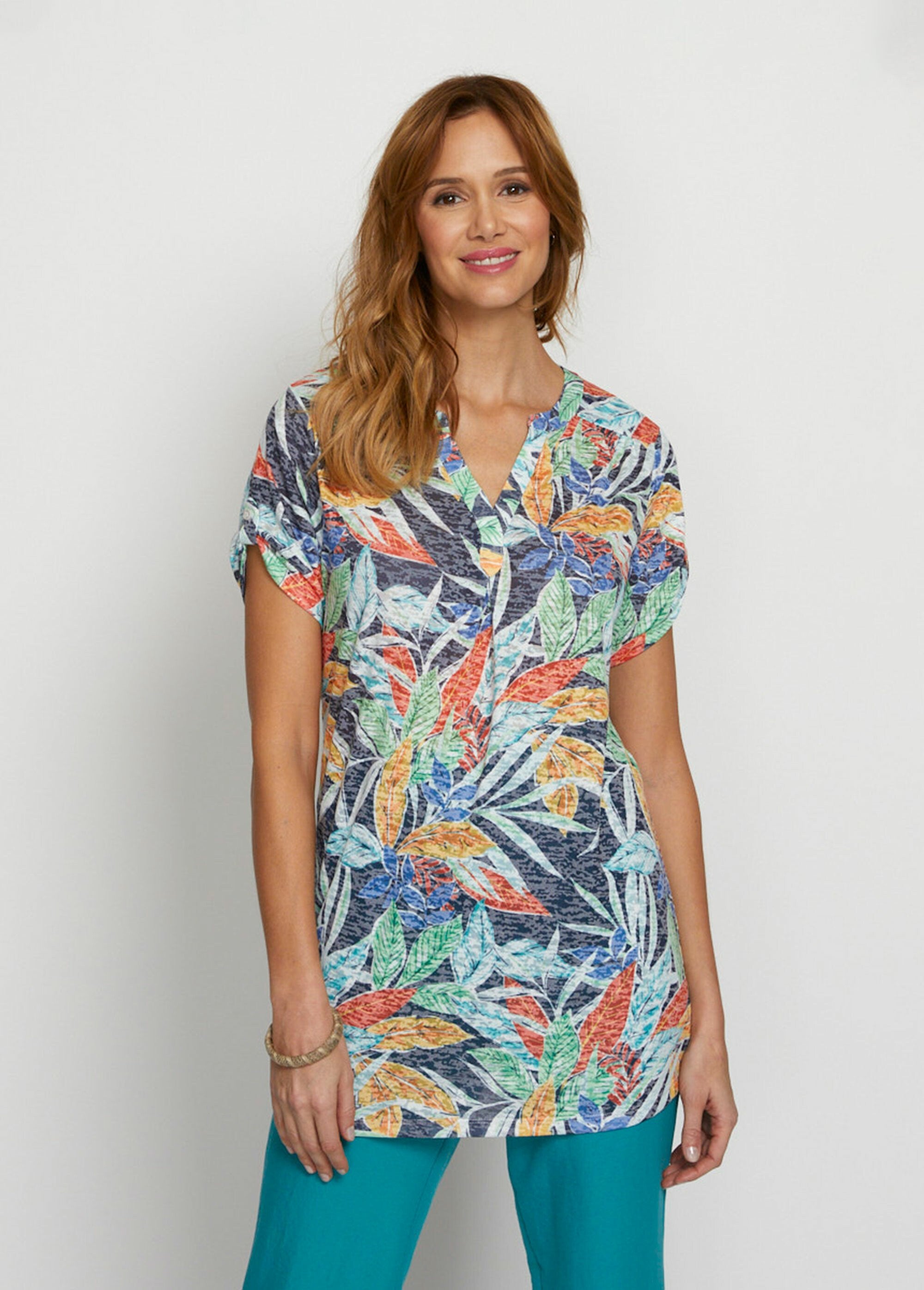 Camiseta_holgada_larga_de_punto_devoré_Azul_marino_y_terracota_FA1_slim