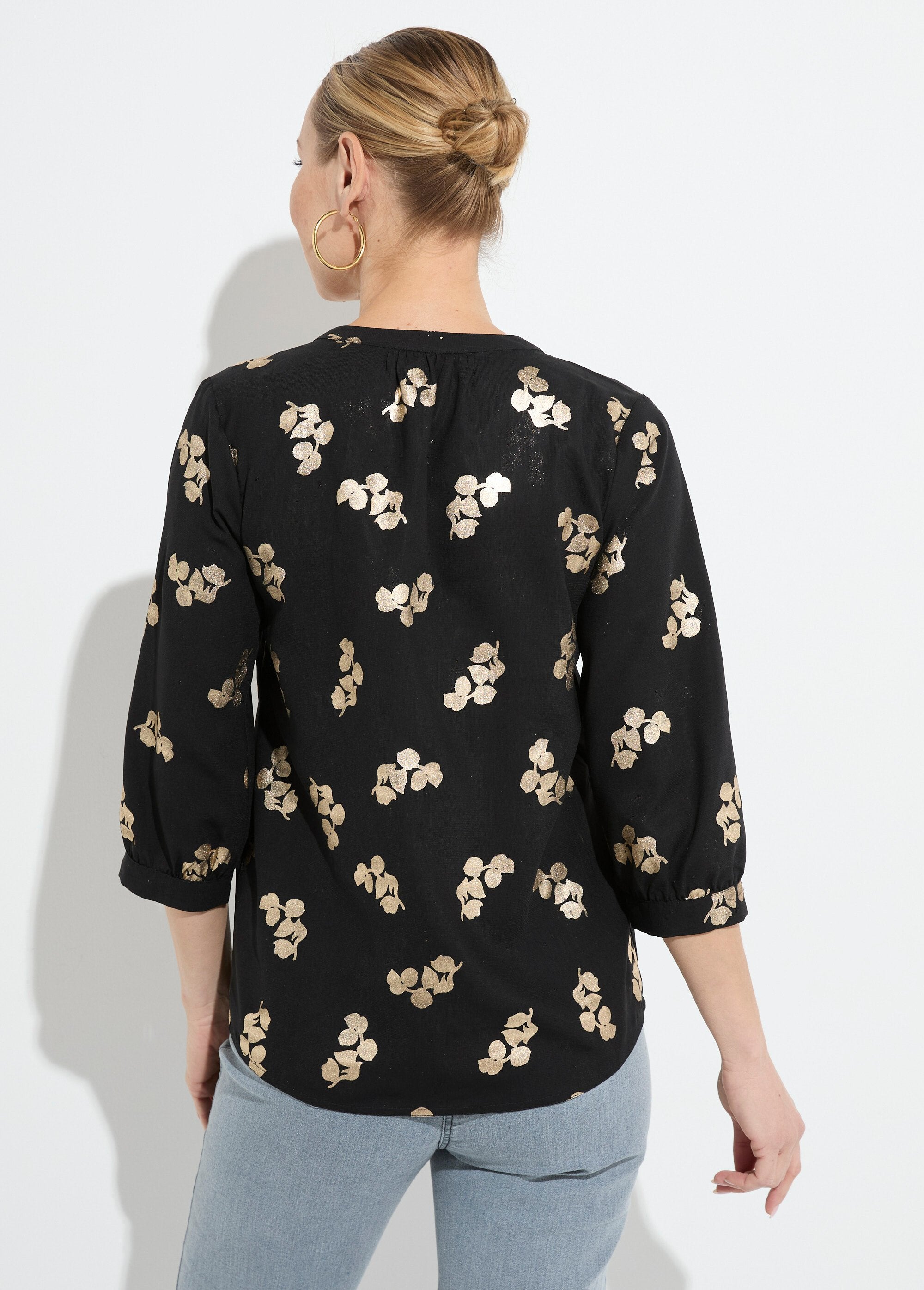 Tunique_boutonnée_ample_longue_manches_3/4_Noir_DO1_slim