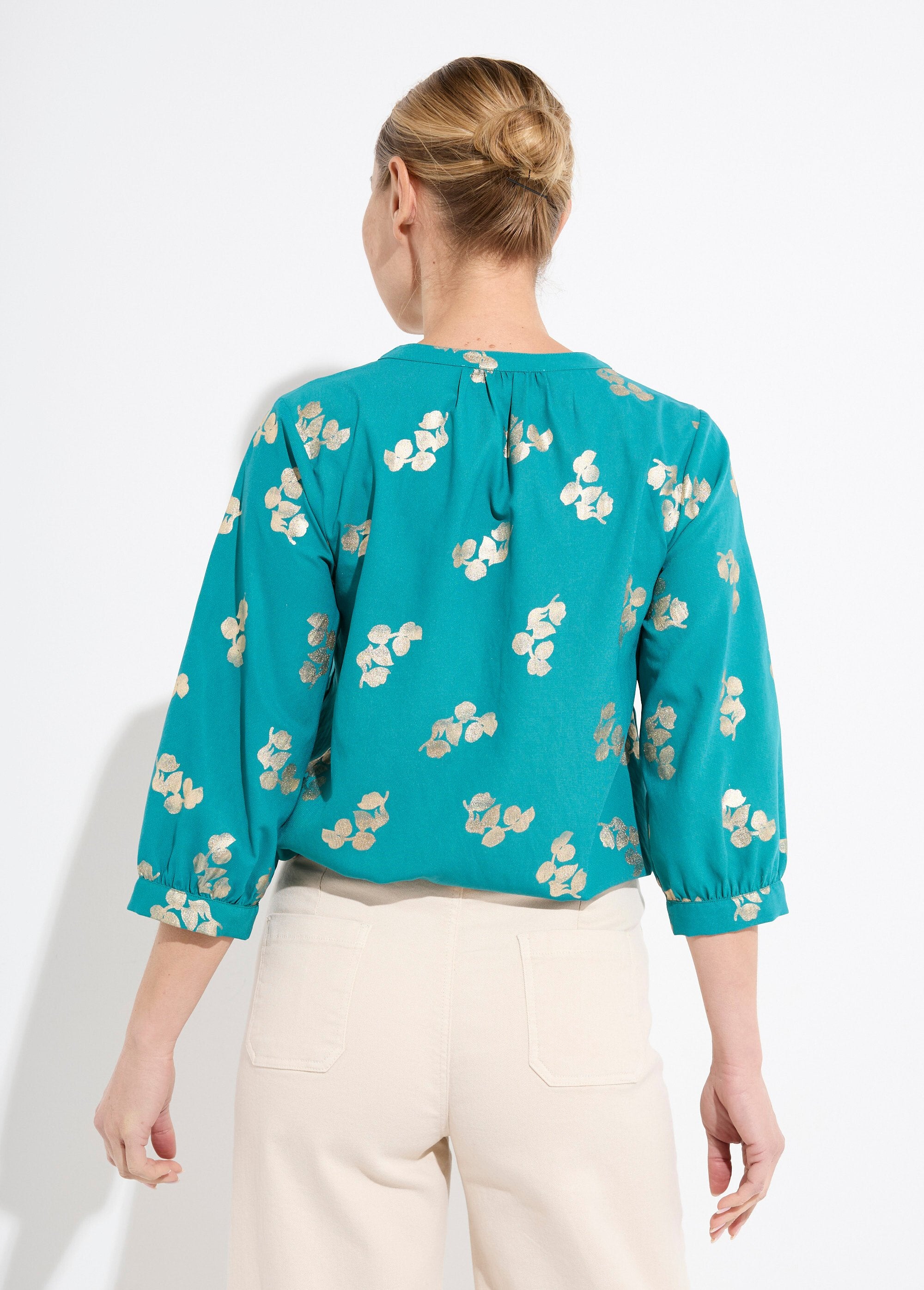 Tunique_boutonnée_ample_longue_manches_3/4_Vert_DO1_slim