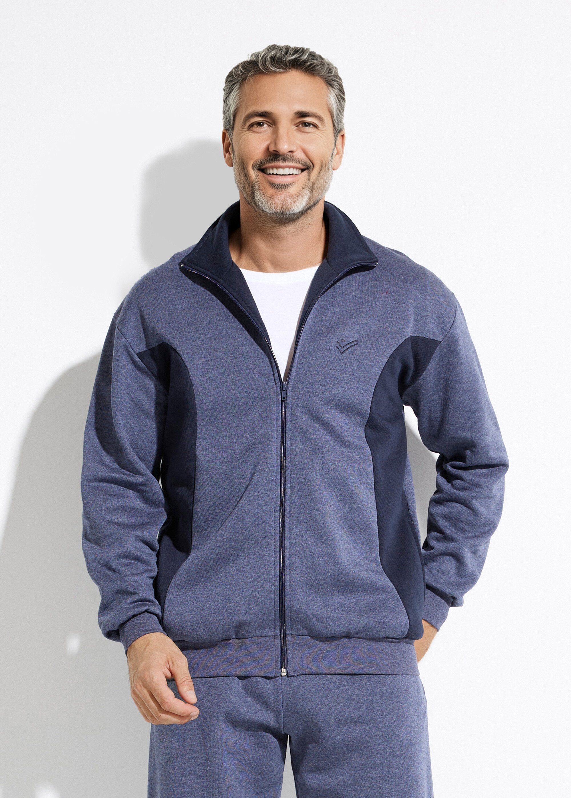 Chaqueta_de_estar_por_casa_de_polar_de_algodón_bicolor_con_cremallera_Gris_y_azul_marino_FA1_slim