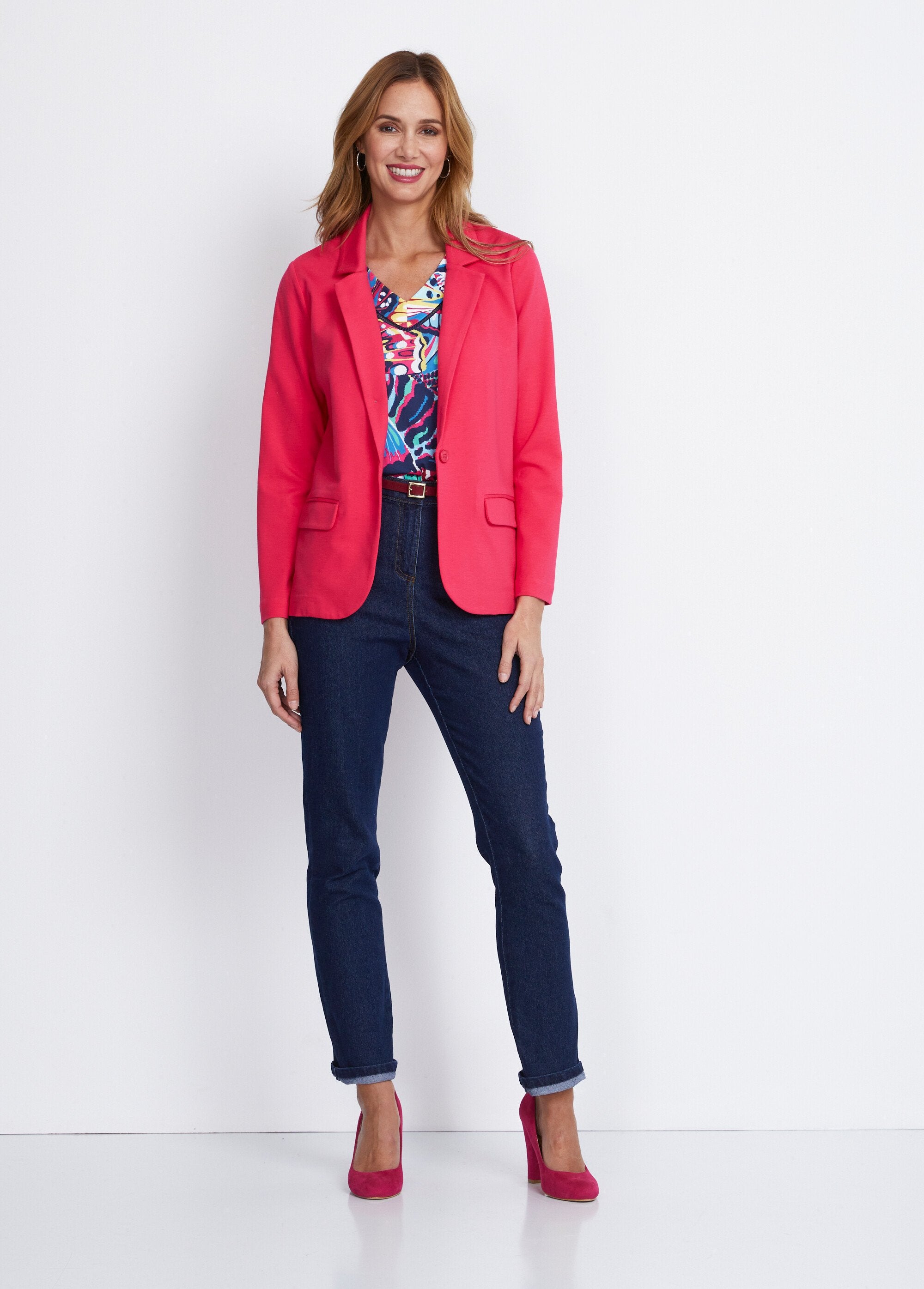 Chaqueta_recta_con_botones_en_punto_Milano_liso_Rosa_SF1_slim