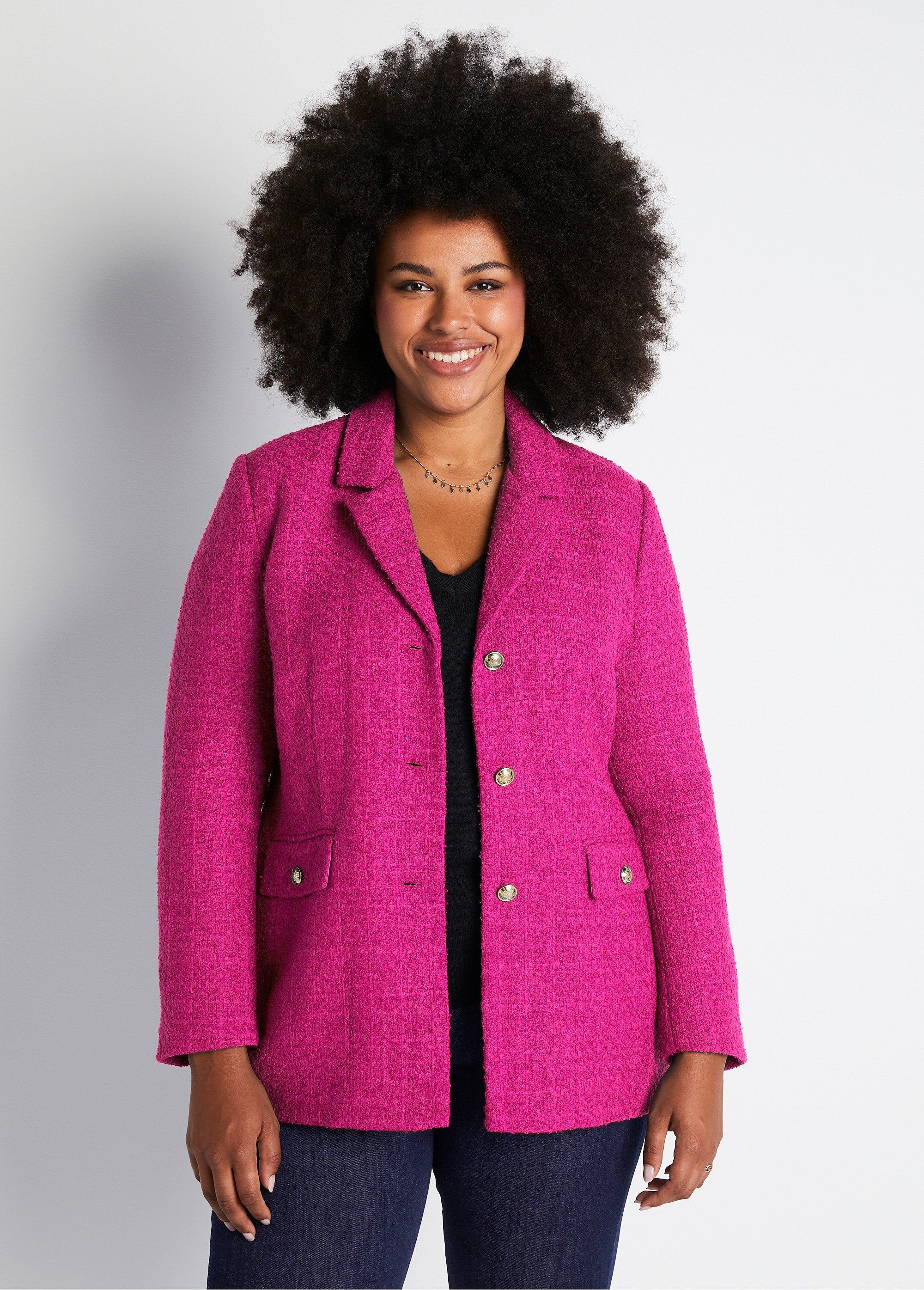 Chaqueta_recta_abotonada_en_tejido_de_cesta_con_cuello_sastre_Fucsia_FA1_curvy